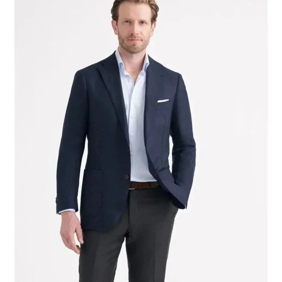 Lands' End Mens Vintage Y2K 100% Cashmere Luxury Blazer Jacket 43R Blue FA EXC - Picture 1 of 12